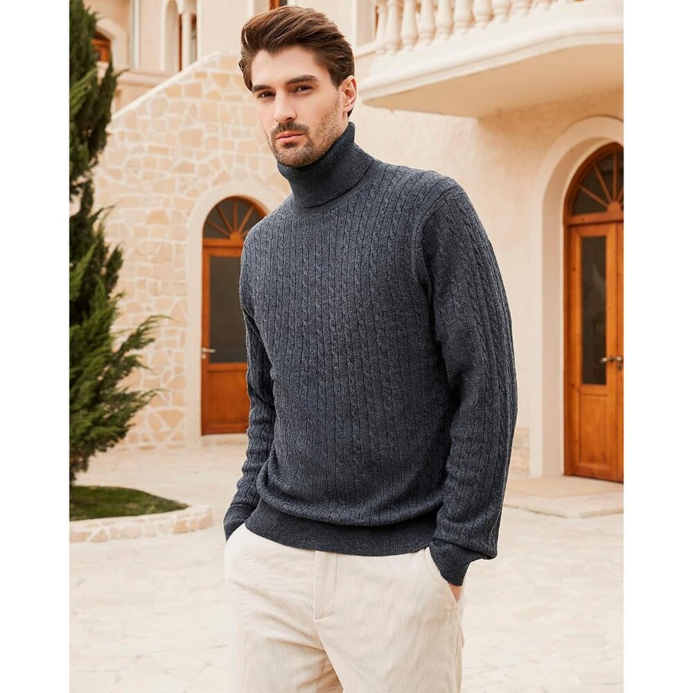 Men's Turtle Neck Pullover Wool Blend Lightweight… - image 2
